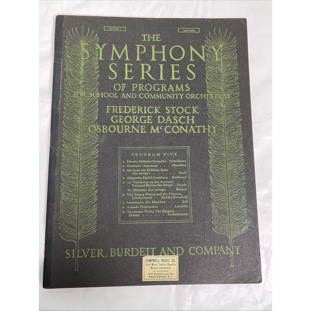 Vintage 1920s Sheet Music "The Symphony Series" Program 5 - Frameable Decor